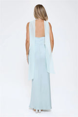 Luxe Obsession Halter Satin Maxi Dress Seafoam
