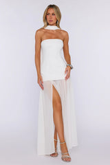 Formal Event Strapless Maxi Dress White