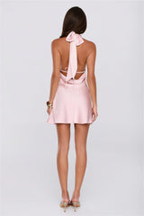 Formal Spectacular Satin Mini Dress Pink