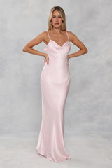 The Flora Satin Maxi Dress Light Pink