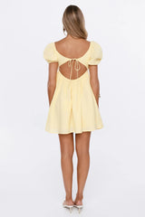Sun Kissed Style Linen Blend Mini Dress Yellow