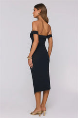 Editorial Mood Off Shoulder Midi Dress Black
