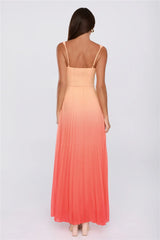 Saved Aesthetic Pleated Maxi Dress Orange