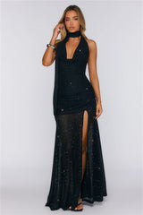 Wildflower Way Knit Sequin Maxi Dress Black
