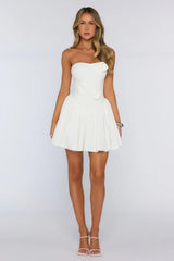 Mysterious Rose Strapless Mini Dress White
