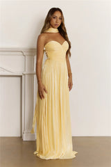 Shimmering Goddess Strapless Maxi Dress Yellow