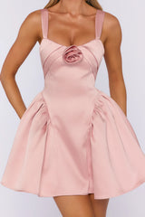 Lovers Under Stars Satin Mini Dress Blush