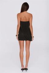 Level Up Season Mesh Strapless Mini Dress Black
