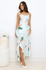 Satin Jasmine Maxi Dress Blue