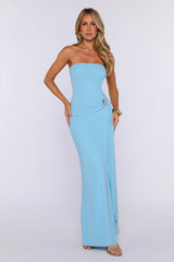 Day To Night Luxe Strapless Maxi Dress Blue