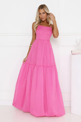 Style Unlocked Bubble Hem Maxi Dress Pink