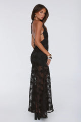 Enchanted Aura Halter Maxi Dress Black