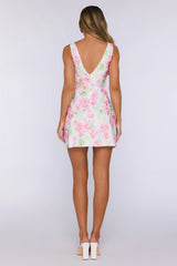 Gentle Luxury Embroidered Mini Dress Pink