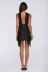 Secret Serenade Satin Mini Dress Black