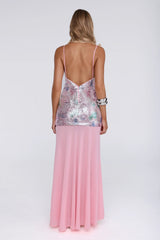 Glitter Glow Embellished Maxi Dress Pink