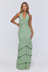 Pretty Moodboard Halter Maxi Dress Sage