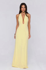 Style Protocol Halter Maxi Dress Yellow
