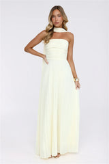 Sugar Babe Strapless Pleated Maxi Dress Yellow