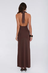 The Perfect Excuse Halter Maxi Dress Brown