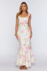 Floral Studio Satin Maxi Dress Pink