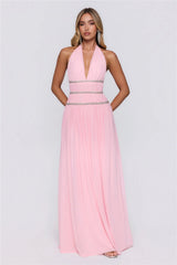 Summer Sparkle Halter Maxi Dress Pink