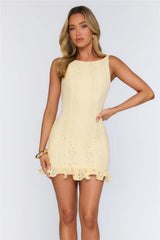 Effortless Bloom Lace Mini Dress Yellow