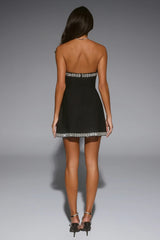 Well Dressed Tonight Embellished Strapless Mini Dress Black