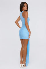Sultry Statement Mesh Mini Dress Blue