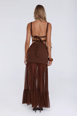 Sweet Gleam Maxi Dress Brown
