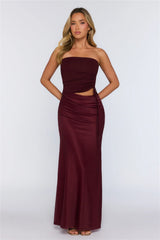 Pretty And Ready Strapless Maxi Dress Wine
