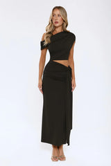 The Mood Piece One Shoulder Maxi Dress Black
