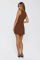 Pretty Professional Tailored Mini Dress Brown