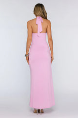 Modern Muse Halter Ruched Maxi Dress Lilac