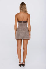 Digital Dressing Strapless Mini Dress Brown