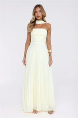 Sugar Babe Strapless Pleated Maxi Dress Yellow