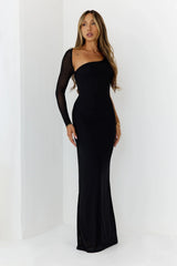 After Dark Luxury One Shoulder Maxi Dress Black
