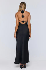 Barely Trying Satin Maxi Dress Black
