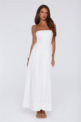 Just Feels Right Linen Blend Strapless Maxi Dress White