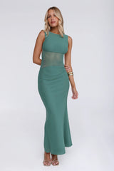 The New Standard Mesh Midi Dress Teal