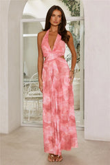 Afternoon In Azaleas Halter Maxi Dress Pink