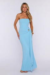 Day To Night Luxe Strapless Maxi Dress Blue