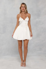 Sakura Dreams Satin Mini Dress Cream