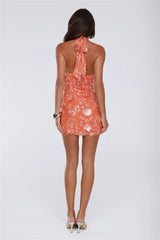 Paradise Affair Halter Mini Dress Orange