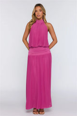 Dreamy Flowy Halter Maxi Dress Magenta