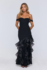 Night Of Fashion Off Shoulder Maxi Dress Black