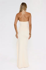 Candlelight Secrets Halter Maxi Dress Butter