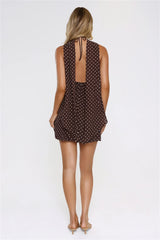 Chic Babe Polka Dot Halter Mini Dress Brown