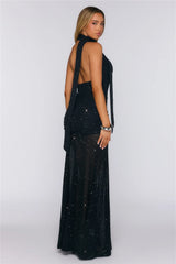 Wildflower Way Knit Sequin Maxi Dress Black