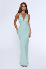 Midnight Luxe Satin Maxi Dress Sage