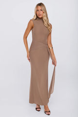 Plus One Mesh Maxi Dress Brown